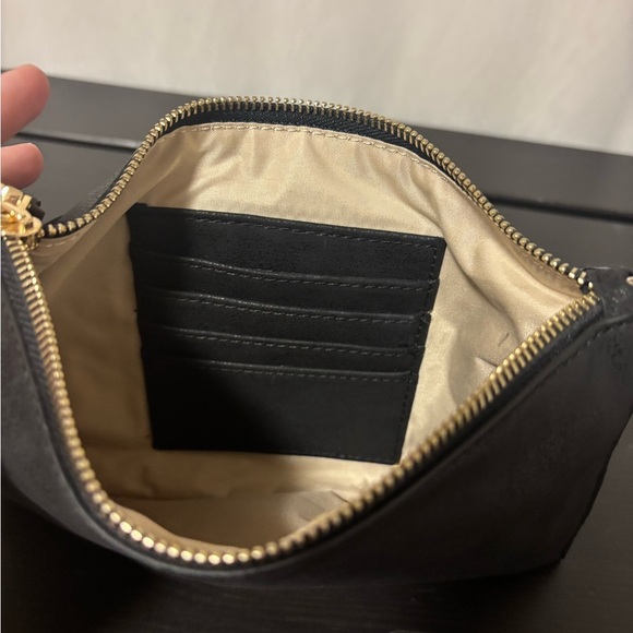 INC International Concepts Black Faux Suede Butterfly Wristlet Clutch Like New - Picture 8 of 8